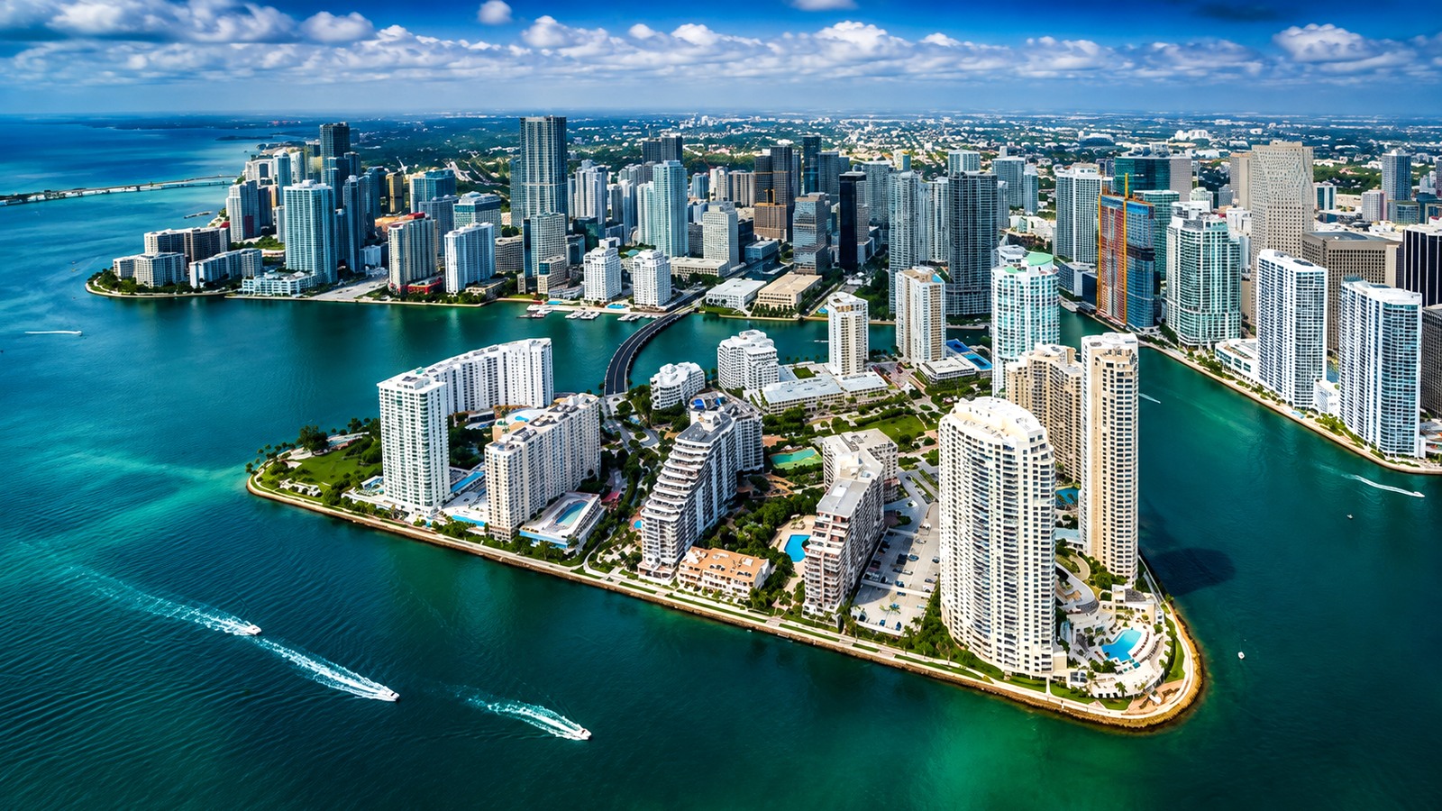 Miami waterfront luxury high-rise condos on Biscayne Bay